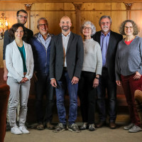 (v.l.) Christina Leinhos, Moritz Dietz, Helmut Obermaier (Grüne) und Falk Skeide sowie Ingrid Sendrowski, Werner Hintze und Gudrun Pauthner (SPD)